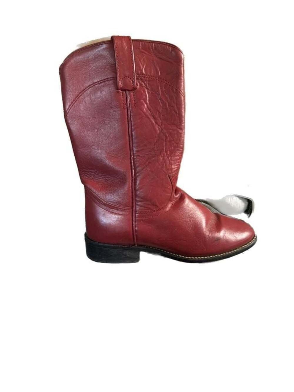 Vintage Justin Red Leather Roper Cowboy Boots Made in USA Women's 5.5